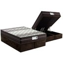 Ver imagem 1 de Cama Box Baú Queen: Colchão Molas Probel Prolastic ProDormir Palace + Base CRC Suede Brown(158x198