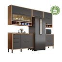 Ver imagem 3 de Cozinha Modulada Completa 5 Peças 8 Portas 4 Gavetas e Vidro 280cm 100% MDF Vicenza Espresso Móveis