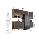 Ver imagem 4 de Cozinha Modulada Completa 5 Peças 8 Portas 4 Gavetas e Vidro 280cm 100% MDF Vicenza Espresso Móveis