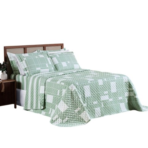 Cobre Leito Casal Spring Micropercal 100% Poliéster - Adria Verde