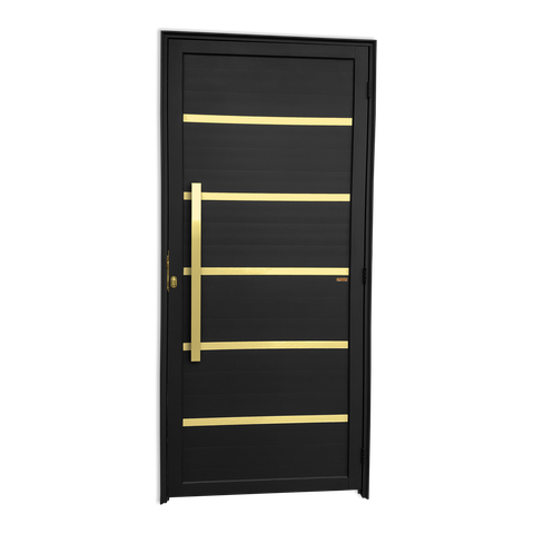 Porta Lambril Premium c/Puxador e. Super Preto Dourado 90 Brimak