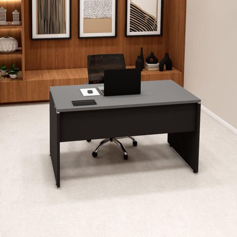 Plataforma Trabalho 135cm X 60cm 1 Cx de Tomada Pé Painel F5 Cor:cinza Sagrado com Preto