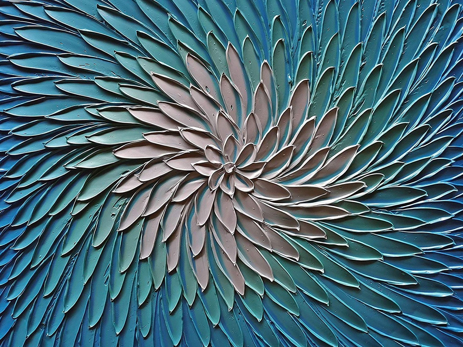 Quadro Pintura Tela finala branco óleo azul 5202: 100cm (A) x 100	cm (L) - 3
