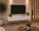 Ver imagem 1 de Rack Suspenso Sala de Estar Grande Off White 140cm Ideal TV 50 Polegadas