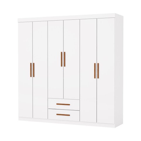 Guarda Roupa Aries 6 Portas sem Espelho e sem Pe Carioca Moveis Branco