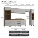 Ver imagem 2 de Cozinha Modulada Completa 7 Peças 220x391 cm Tóquio Cinza Móveis Casamia