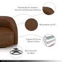 Ver imagem 3 de Kit 2 Poltronas Decorativas Jenny Base Giratória em Metal Preto Pu Marrom G45 - Gran Belo