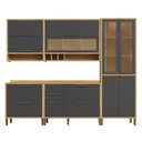 Ver imagem 3 de Cozinha Completa Modulada 100% MDF 5 Peças 11 Portas 4 Gavetas e Vidro 274cm Vicenza Espresso Móveis Amêndoa/Chumbo