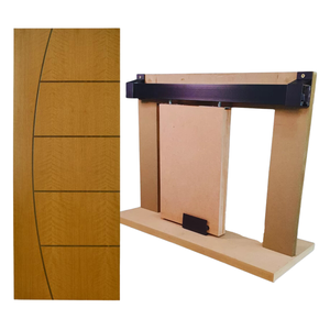Kit Porta Madeira Frisada 4022 - 90x210 + Trilho Correr 1,80 Preto + Brinde