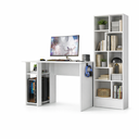 Ver imagem 2 de Mesa Gamer Branca com Gaveta e Suporte Cpu + Livreiro Nichos Branco Home Office Completo