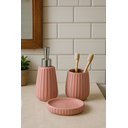 Ver imagem 1 de Kit Banheiro Lavabo de Cerâmica 3 Peças – Jolitex Mek - Essentia Rosa