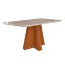 Ver imagem 1 de Mesa Multiuso Cozinha Maitê C/ Tampo Madeirado C/ Vidro Canto Curvo 130x80cm Nature/off White -