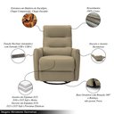 Ver imagem 3 de Poltrona do Papai Reclinável Sala de Estar Plaza Usb e Usb-c Gira Balança Couro Cappuccino G40 - Gra
