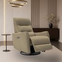 Ver imagem 1 de Poltrona do Papai Reclinável Sala de Estar Plaza Usb e Usb-c Gira Balança Couro Cappuccino G40 - Gra