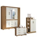 Ver imagem 1 de Guarda Roupa Casal Nápole 2045149 com Armário Multiuso Florença 2000199 e Cômoda 8 Gavetas 2014148 a