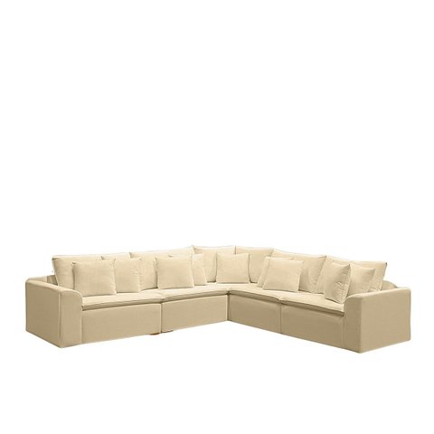 Sofá Modular Rivieira 280cm Linho - Meu Estofado:bege Conce