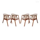 Ver imagem 1 de Kit 4 Cadeira Poltrona para Sala de Jantar Ravena em Madeira Castanho Suede Bege Ccs