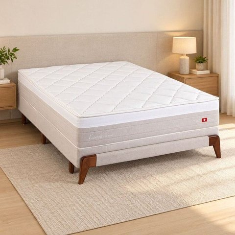 Colchão Casal Molas Ensacadas Pillow Top Herval Essenza 138x188x29 Yescasa Bege