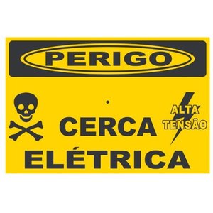 Placa Perigo Cerca Elétrica Alumínio Frente Verso Tam 15x10