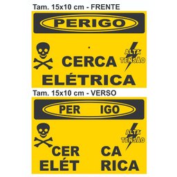 Placa Perigo Cerca Elétrica Alumínio Frente Verso Tam 15x10 - 3