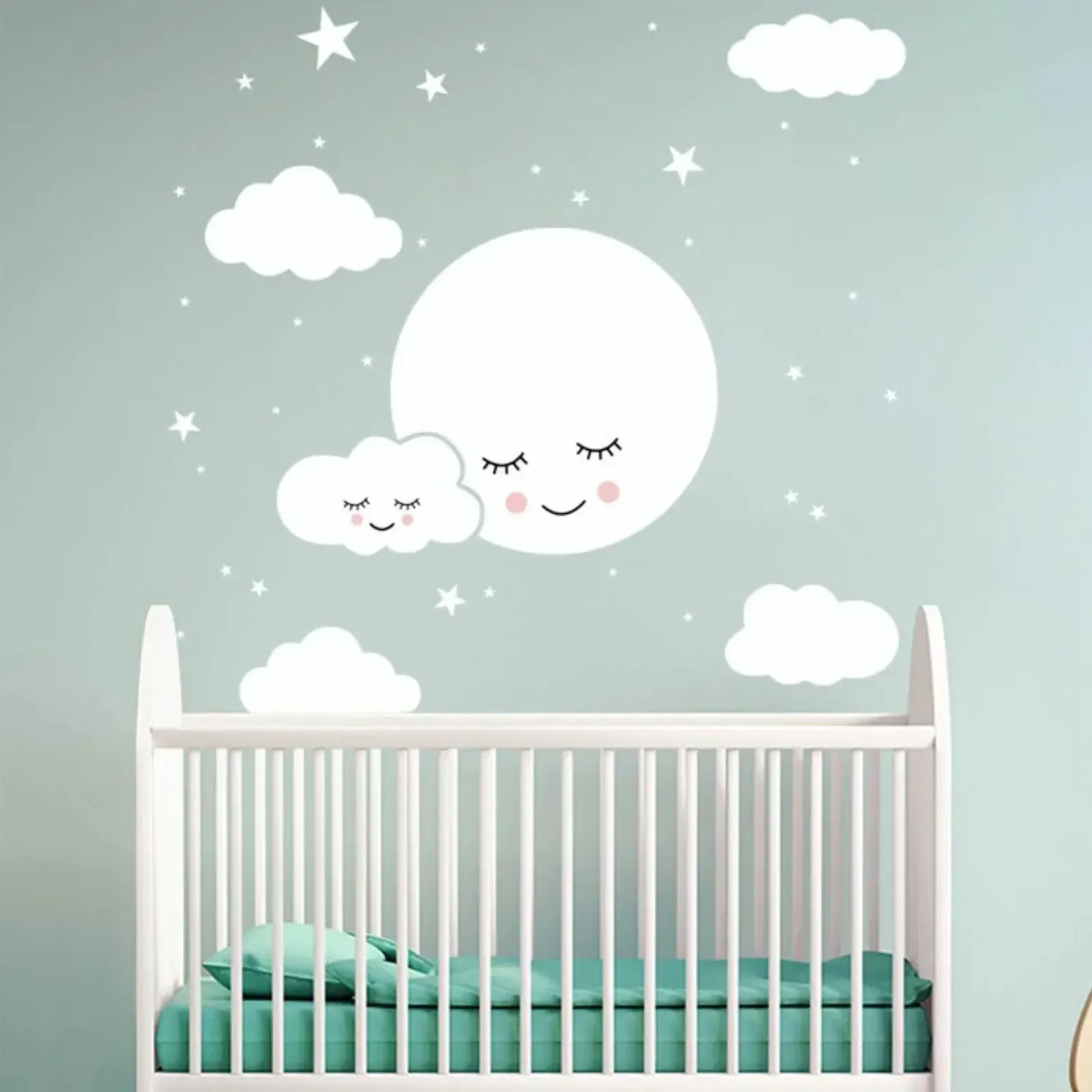 Adesivo Parede Lua Estrela Branco 70x70 Quarto Infantil