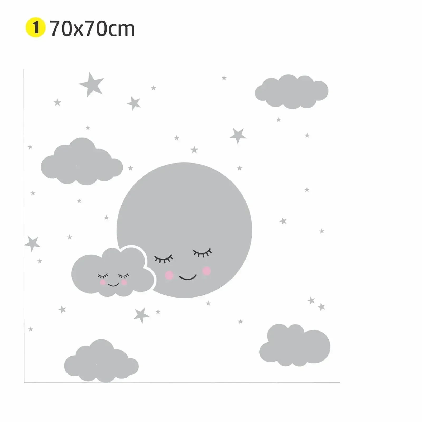 Ver imagem 2 de Adesivo Parede Lua Estrela Branco 70x70 Quarto Infantil