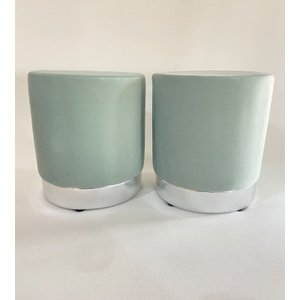 PUFF VERDE AGUA RODAPE PRATA KIT 2