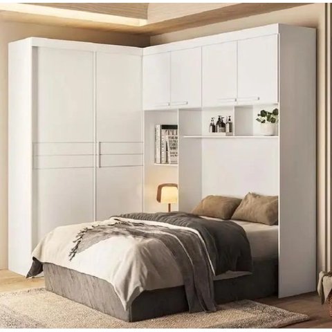 Guarda Roupa Armário de Casal com 6 Portas para Cama Box Branco