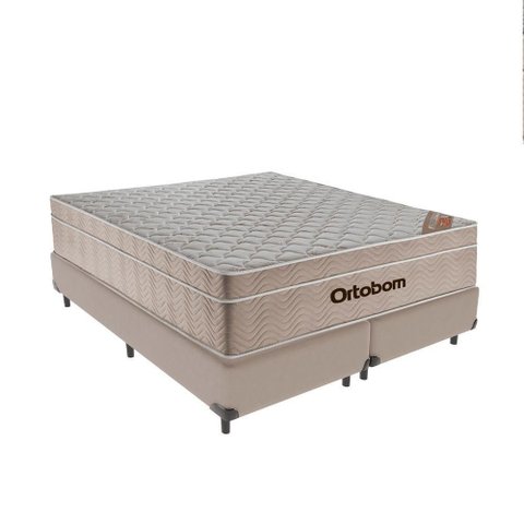 Cama + Box Airtech Colchão Ortobom Queen 158cm Springpocket Bege