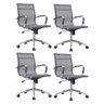 Kit 4 Cadeiras de Escritório Diretor Eames em Tela - Cinza - 1