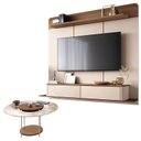 Ver imagem 1 de Home Suspenso Galax Castanho Off White e Mesa Sky com Tampo de Vidro Castanho- Hb Móveis
