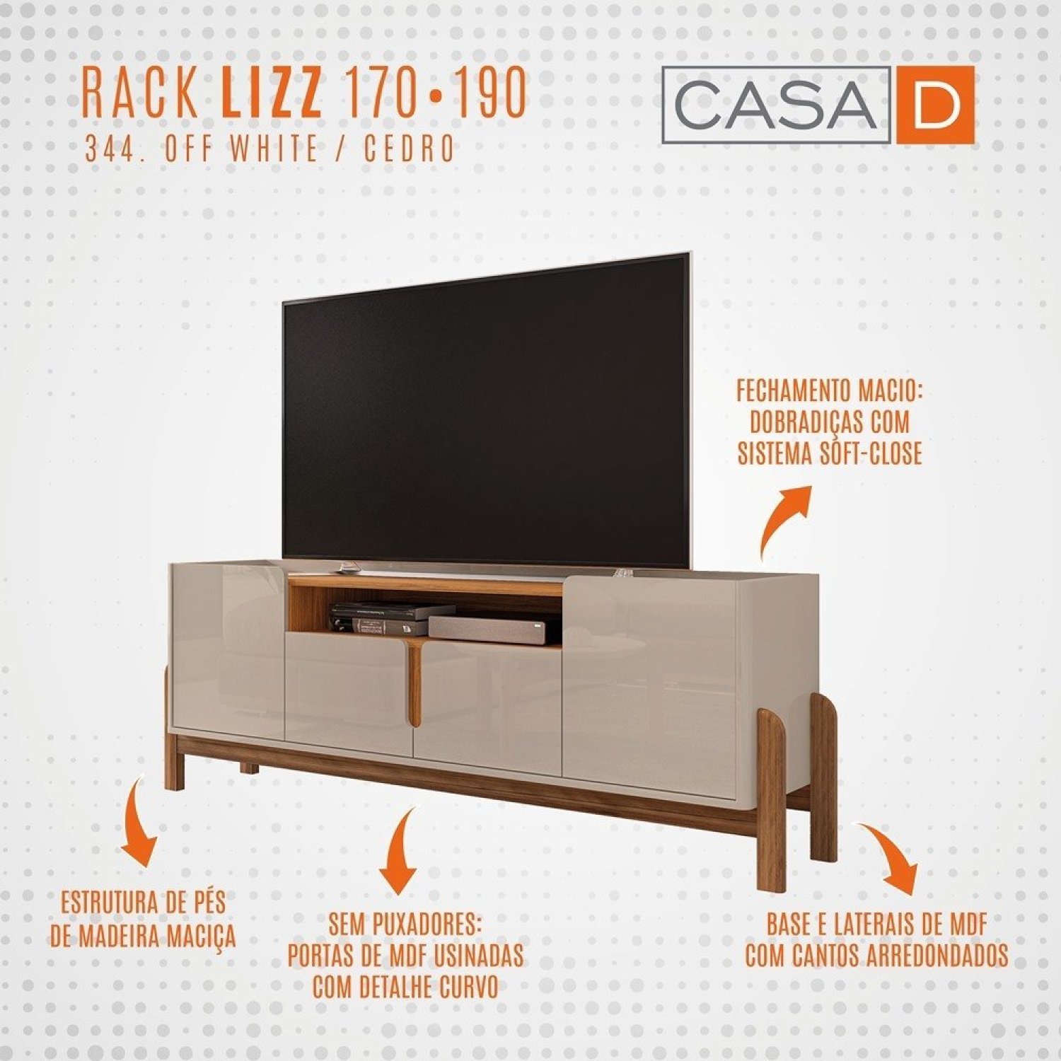 Rack Para TV até 60 Polegadas 170cm Lizz Versátile  - 5