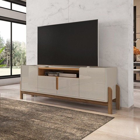 Rack para TV até 60 Polegadas MDF 170cm Pés em Madeira Maciça Lizz Versátile Bege