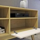 Ver mais imagens de Home Theater Rack Tv 50 Polegadas Sala de Estar Quarto 1 Porta 3 Nichos Mdp Marrom Madeira Off