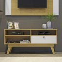 Ver imagem 1 de Home Theater Rack Tv 50 Polegadas Sala de Estar Quarto 1 Porta 3 Nichos Mdp Marrom Madeira Off