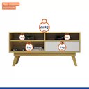 Ver imagem 2 de Home Theater Rack Tv 50 Polegadas Sala de Estar Quarto 1 Porta 3 Nichos Mdp Marrom Madeira Off