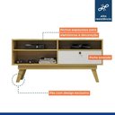 Ver imagem 6 de Home Theater Rack Tv 50 Polegadas Sala de Estar Quarto 1 Porta 3 Nichos Mdp Marrom Madeira Off