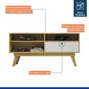 Ver imagem 7 de Home Theater Rack Tv 50 Polegadas Sala de Estar Quarto 1 Porta 3 Nichos Mdp Marrom Madeira Off