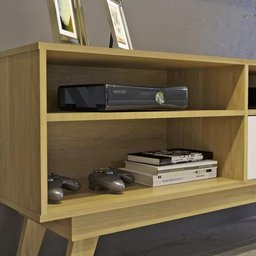 Home Theater Rack Tv 50 Polegadas Sala de Estar Quarto 1 Porta 3 Nichos Mdp Marrom Madeira Off - 9