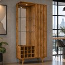 Ver imagem 4 de Cristaleira para Sala de Jantar com Adega 2 Portas Vidro Ripada Toscânia B02 Naturalle - Lyam Decor