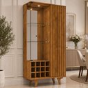 Ver imagem 3 de Cristaleira para Sala de Jantar com Adega 2 Portas Vidro Ripada Toscânia B02 Naturalle - Lyam Decor