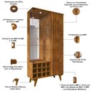 Ver imagem 5 de Cristaleira para Sala de Jantar com Adega 2 Portas Vidro Ripada Toscânia B02 Naturalle - Lyam Decor