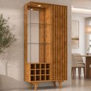 Ver imagem 1 de Cristaleira para Sala de Jantar com Adega 2 Portas Vidro Ripada Toscânia B02 Naturalle - Lyam Decor