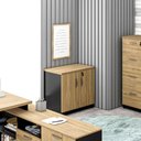 Ver imagem 4 de Armário Escritório Baixo 80cm X 45cm 2 Portas e Chave Mp F5 Cor:macadâmia com Preto
