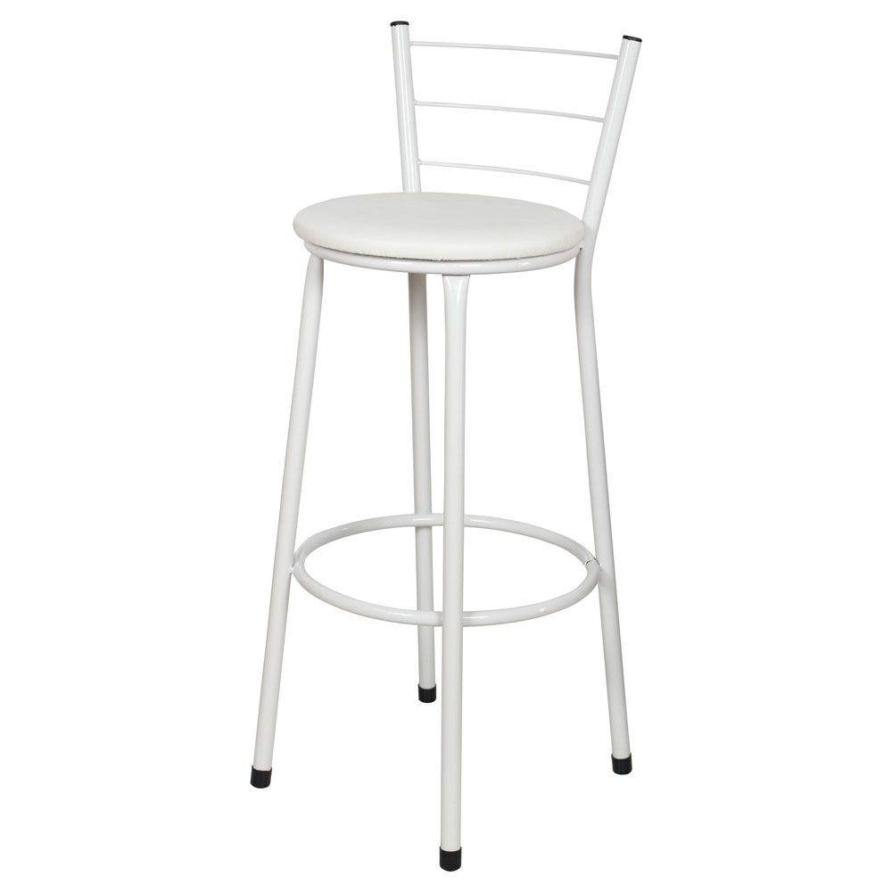 Kit 4 Banquetas Alta Epóxi Branca Assento Branco Laumar - 3