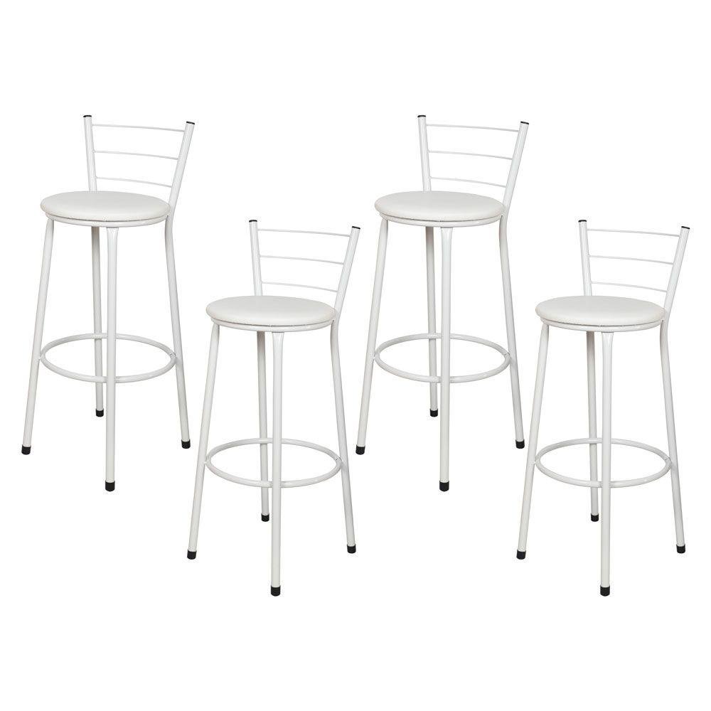 Kit 4 Banquetas Alta Epóxi Branca Assento Branco Laumar - 1