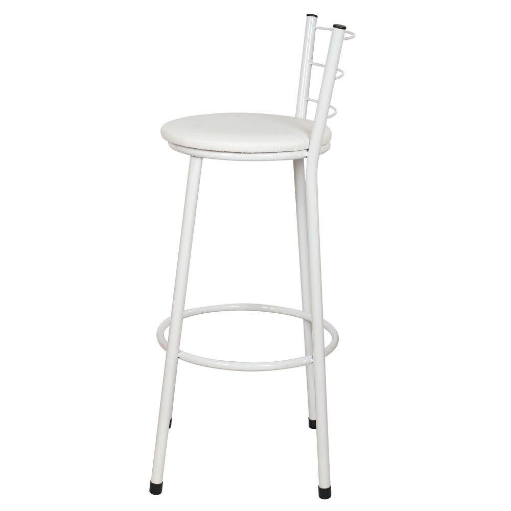 Kit 4 Banquetas Alta Epóxi Branca Assento Branco Laumar - 4