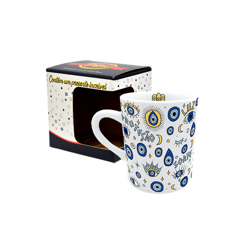 Caneca Olhos Gregos de Porcelana -