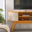 Ver imagem 3 de Rack Tv 55 Pol 136cm Bancada para Sala Rylan Cinamomo/off White M20 - D’Rossi