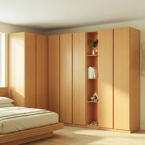 Guarda Roupa Planejado 7 Peças 1 Nicho com LED Samambaia CabeCasa MadeiraOriginals Marrom/Carvalho